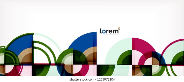 Circle abstract background, bright colorful round geometric shapes, vector illustration
