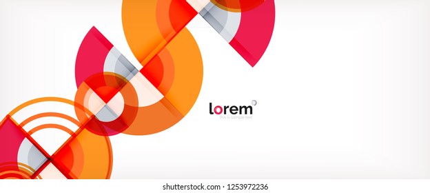 Circle abstract background, bright colorful round geometric shapes, vector illustration