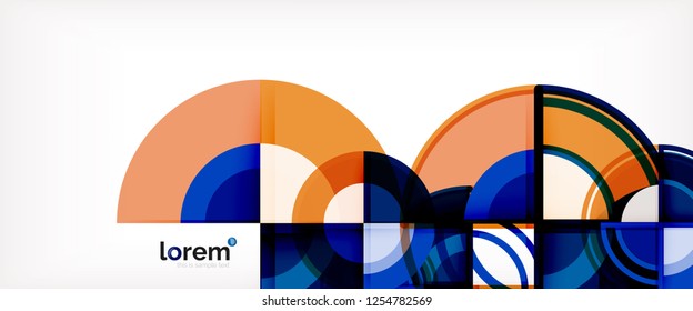 Fondo abstracto del círculo, formas geométricas redondeadas brillantes, ilustración vectorial