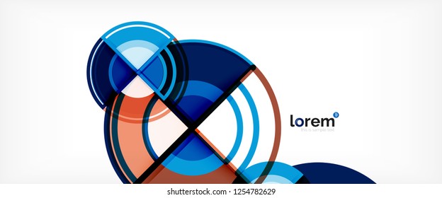 Circle abstract background, bright colorful round geometric shapes, vector illustration