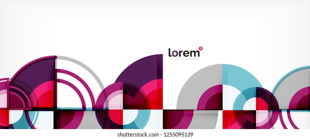 Fondo abstracto del círculo, formas geométricas redondeadas brillantes, ilustración vectorial