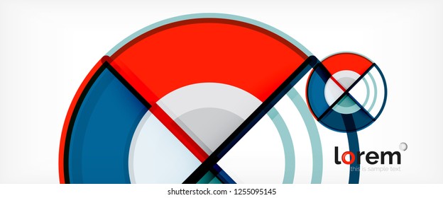 Fondo abstracto del círculo, formas geométricas redondeadas brillantes, ilustración vectorial