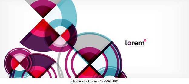 Circle abstract background, bright colorful round geometric shapes, vector illustration
