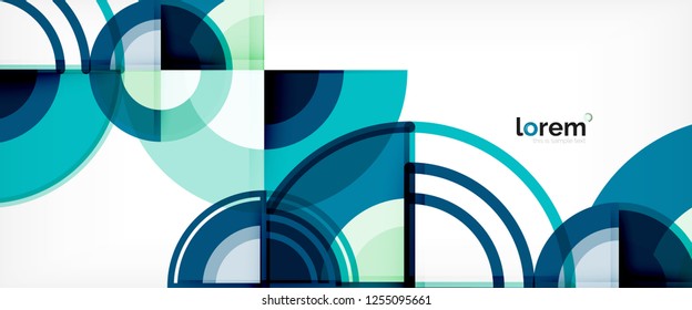 Circle abstract background, bright colorful round geometric shapes, vector illustration