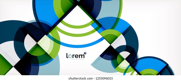 Circle abstract background, bright colorful round geometric shapes, vector illustration