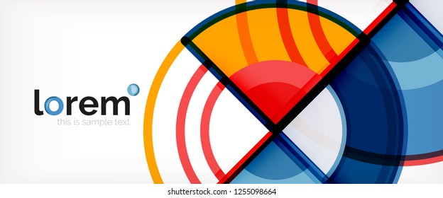 Circle abstract background, bright colorful round geometric shapes, vector illustration