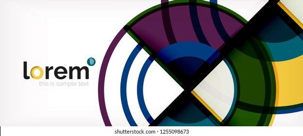 Circle abstract background, bright colorful round geometric shapes, vector illustration