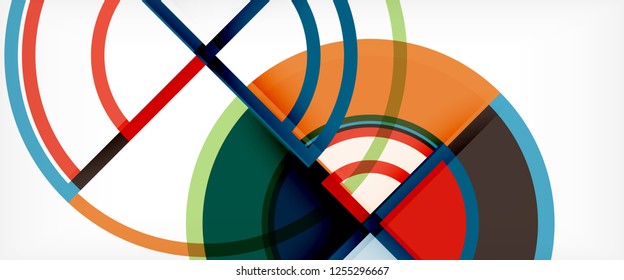 Circle abstract background, bright colorful round geometric shapes, vector illustration