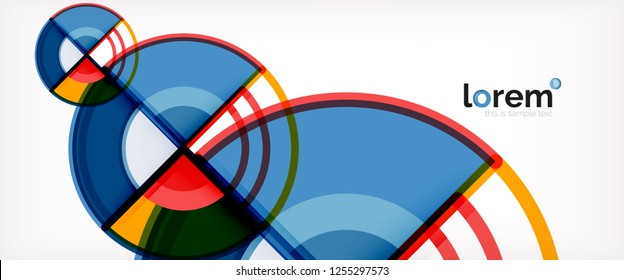 Circle abstract background, bright colorful round geometric shapes, vector illustration