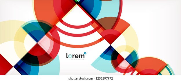 Fundo abstrato do círculo, formas geométricas redondas coloridas brilhantes, ilustração vetorial