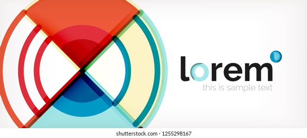 Circle abstract background, bright colorful round geometric shapes, vector illustration