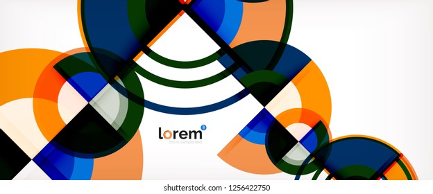 Circle abstract background, bright colorful round geometric shapes, vector illustration