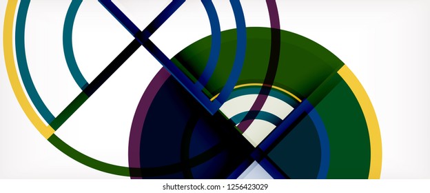 Circle abstract background, bright colorful round geometric shapes, vector illustration
