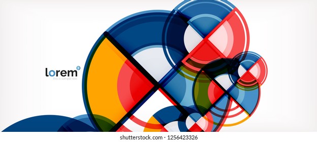 Circle abstract background, bright colorful round geometric shapes, vector illustration