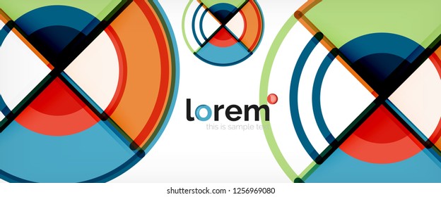 Circle abstract background, bright colorful round geometric shapes, vector illustration