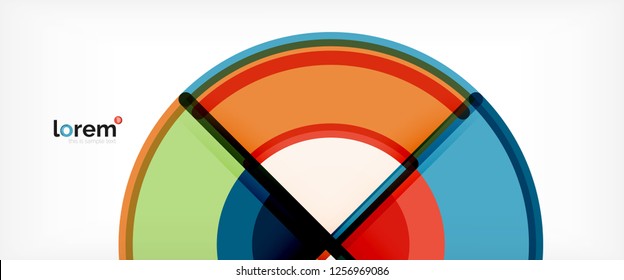 Circle abstract background, bright colorful round geometric shapes, vector illustration