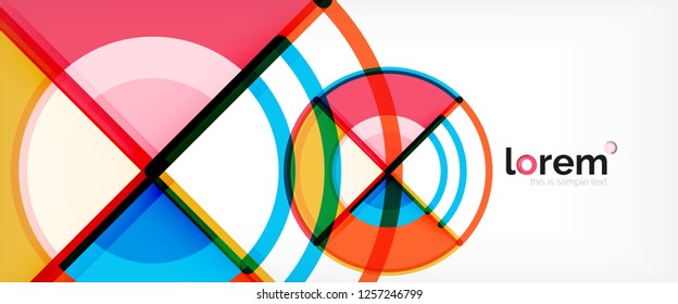 Circle abstract background, bright colorful round geometric shapes, vector illustration
