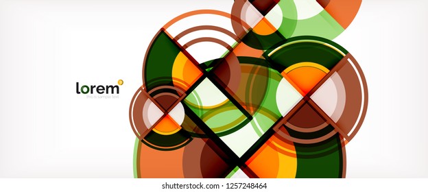 Circle abstract background, bright colorful round geometric shapes, vector illustration