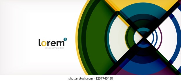 Circle abstract background, bright colorful round geometric shapes, vector illustration