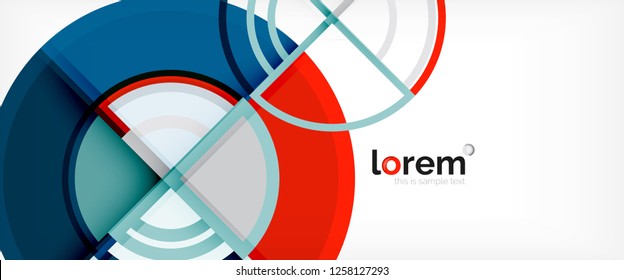 Circle abstract background, bright colorful round geometric shapes, vector illustration