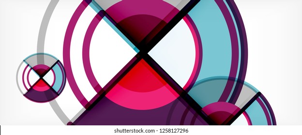 Circle abstract background, bright colorful round geometric shapes, vector illustration