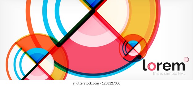 Circle abstract background, bright colorful round geometric shapes, vector illustration