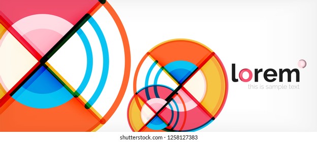 Circle abstract background, bright colorful round geometric shapes, vector illustration