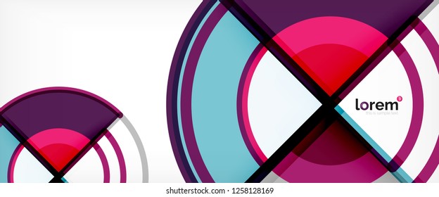 Circle abstract background, bright colorful round geometric shapes, vector illustration