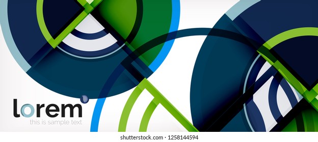 Circle abstract background, bright colorful round geometric shapes, vector illustration