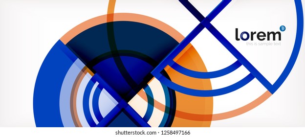 Circle abstract background, bright colorful round geometric shapes, vector illustration