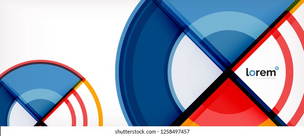 Circle abstract background, bright colorful round geometric shapes, vector illustration