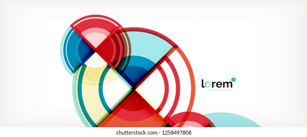 Fondo abstracto del círculo, formas geométricas redondeadas brillantes, ilustración vectorial