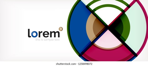 Circle abstract background, bright colorful round geometric shapes, vector illustration