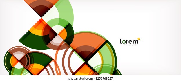 Circle abstract background, bright colorful round geometric shapes, vector illustration