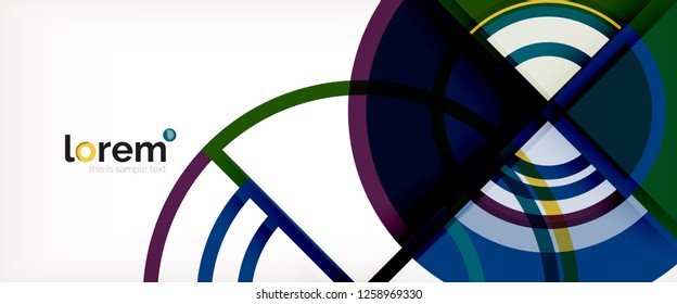 Circle abstract background, bright colorful round geometric shapes, vector illustration