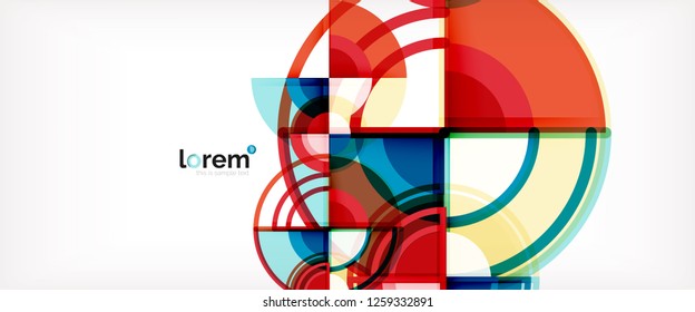 Circle abstract background, bright colorful round geometric shapes, vector illustration