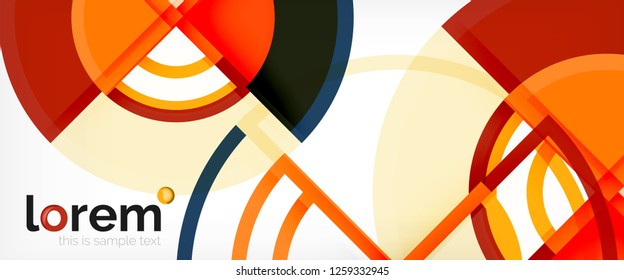 Fondo abstracto del círculo, formas geométricas redondeadas brillantes, ilustración vectorial