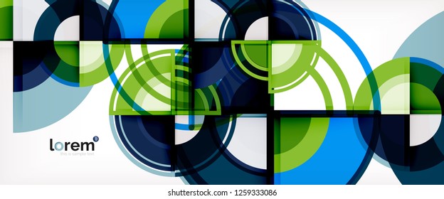 Circle abstract background, bright colorful round geometric shapes, vector illustration