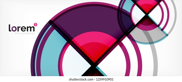 Circle abstract background, bright colorful round geometric shapes, vector illustration