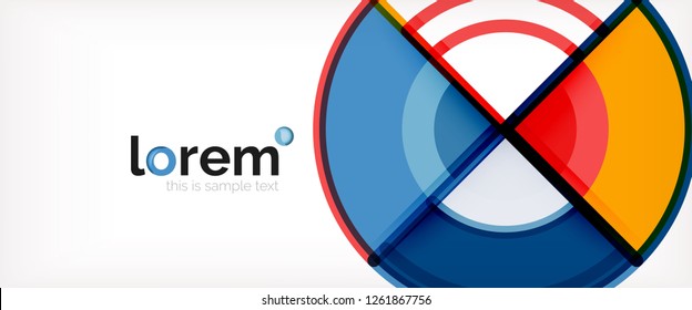 Circle abstract background, bright colorful round geometric shapes, vector illustration