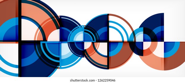 Circle abstract background, bright colorful round geometric shapes, vector illustration