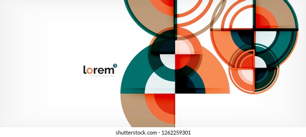 Circle abstract background, bright colorful round geometric shapes, vector illustration