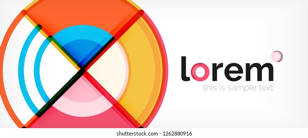 Circle abstract background, bright colorful round geometric shapes, vector illustration