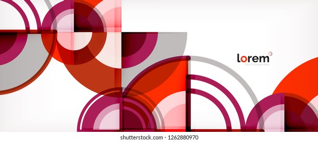 Circle abstract background, bright colorful round geometric shapes, vector illustration