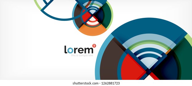 Circle abstract background, bright colorful round geometric shapes, vector illustration
