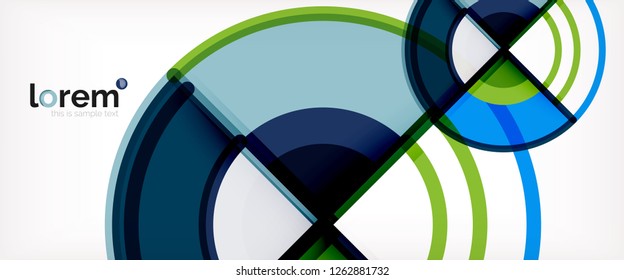 Circle abstract background, bright colorful round geometric shapes, vector illustration
