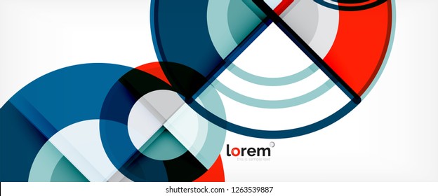 Circle abstract background, bright colorful round geometric shapes, vector illustration