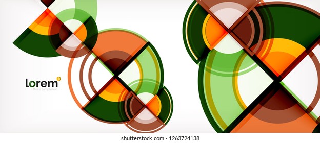Circle abstract background, bright colorful round geometric shapes, vector illustration