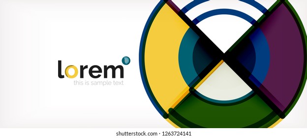 Circle abstract background, bright colorful round geometric shapes, vector illustration