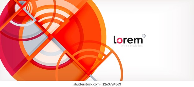 Circle abstract background, bright colorful round geometric shapes, vector illustration